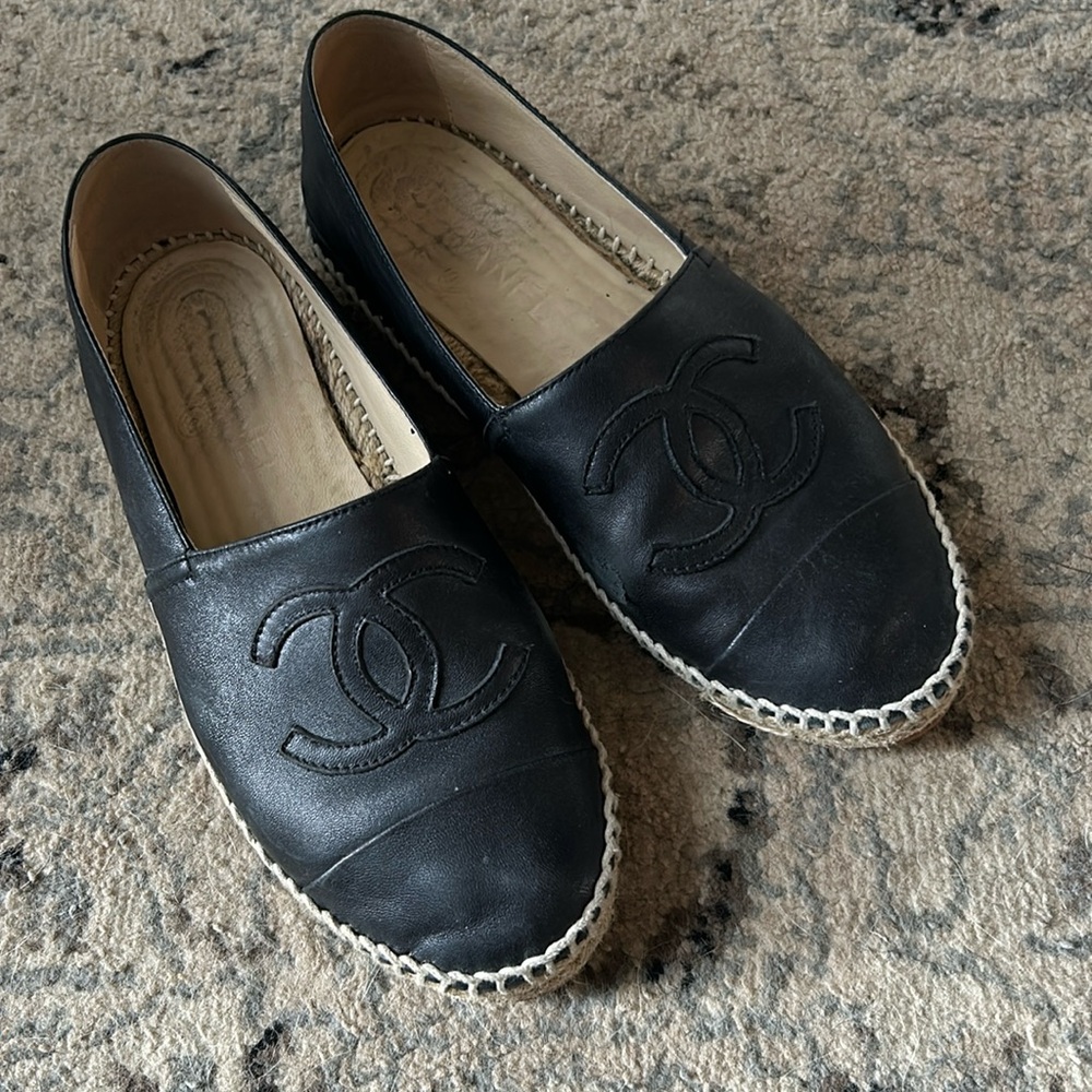 Black Chanel espadrilles
